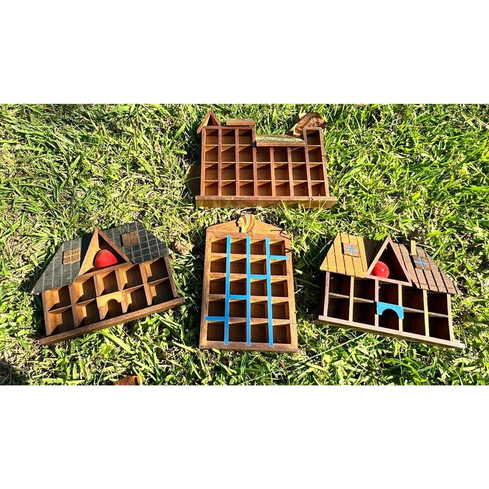 4 Vintage wooden display case shadow boxes For Thimbles, See Pictures And Read!